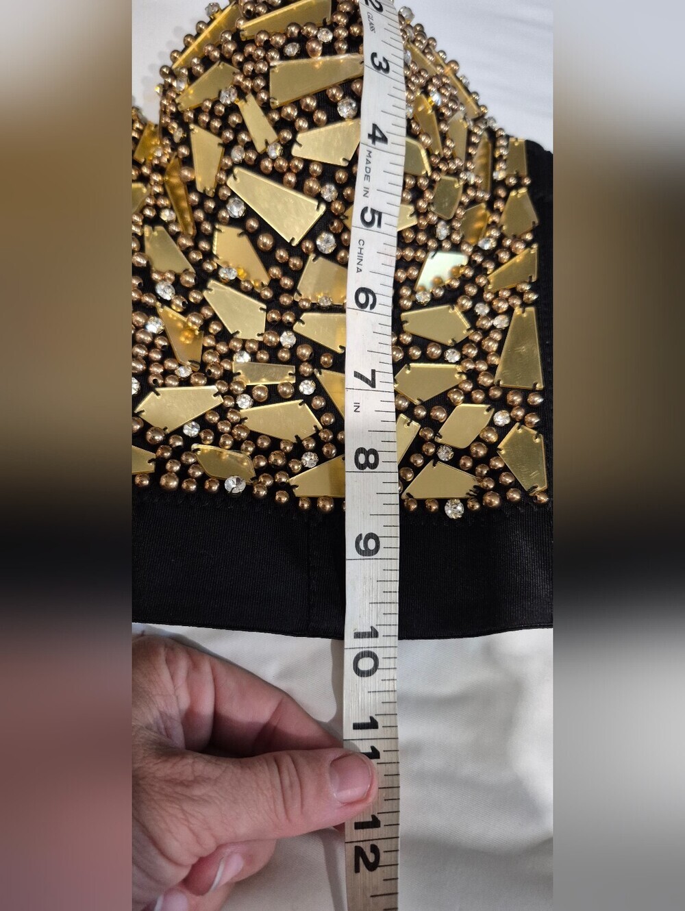 Black and Gold Embellished Bustier With Mirror - Picture 10 of 10